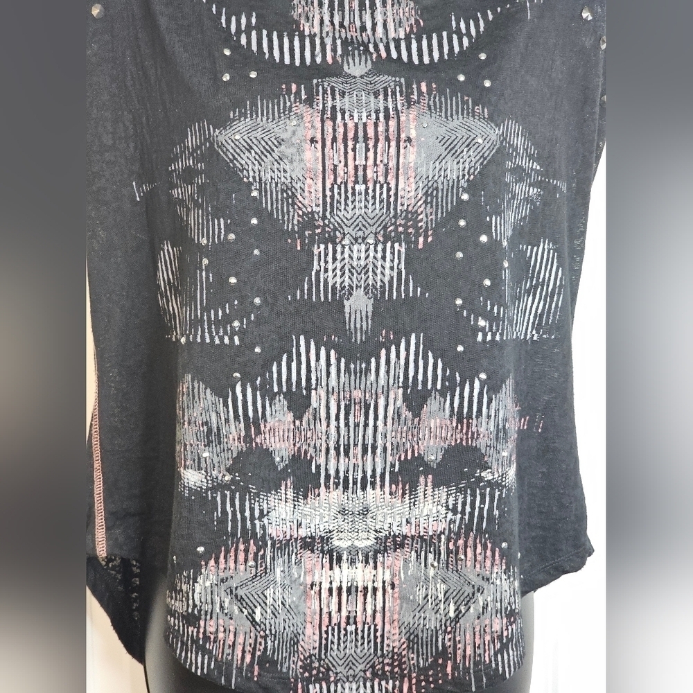 Rock & Republic Black Tie Graphic Tee Shortsleeve Women's Size Small - Picture 3 of 6